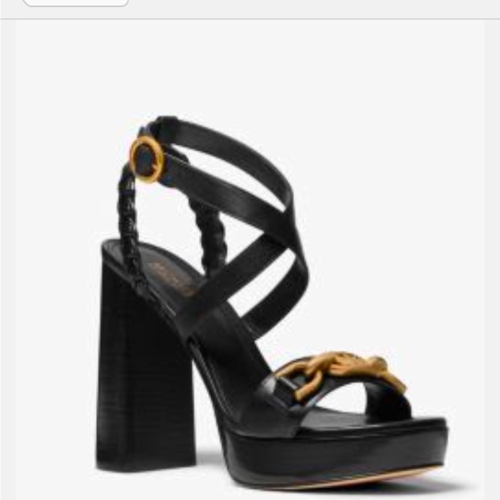 Kailey Embellished Leather platform Sandal black